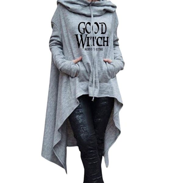 

women's hoodies & sweatshirts ladies harajuku oversized letter print hooded long sleeve sweatshirt irregular bottom hem casual loose mi, Black