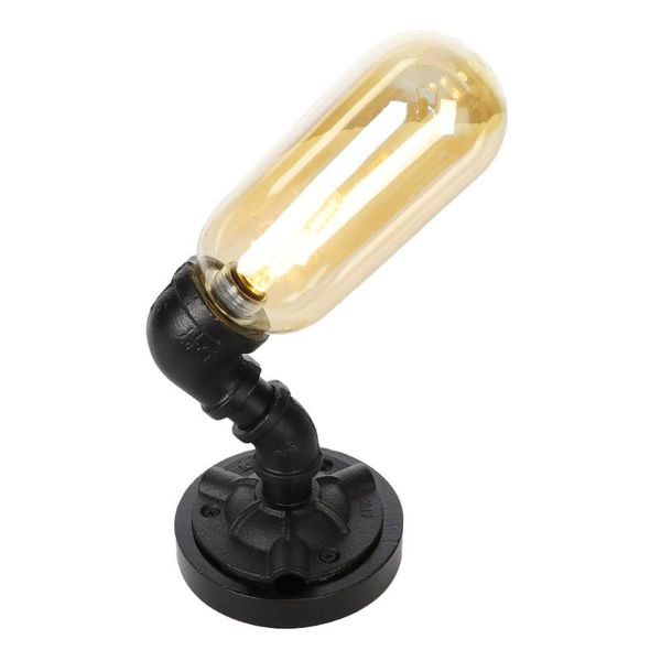 Tischlampen Vintage Industrie Wasserpfeife Lampe G4 110V 220V EU-Stecker US Schwarzer Eisenkörper Transparenter Glaslampenschirm
