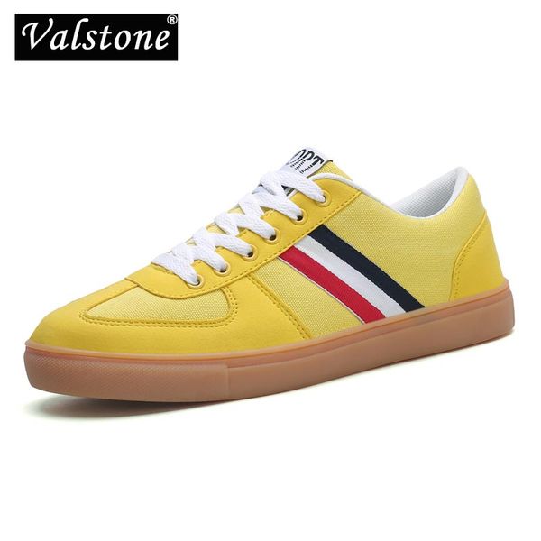 

valstone classic men shoes quality casual flats light male footwear breathable lace-up canvas sneakers for men plus size 39-46, Red;white