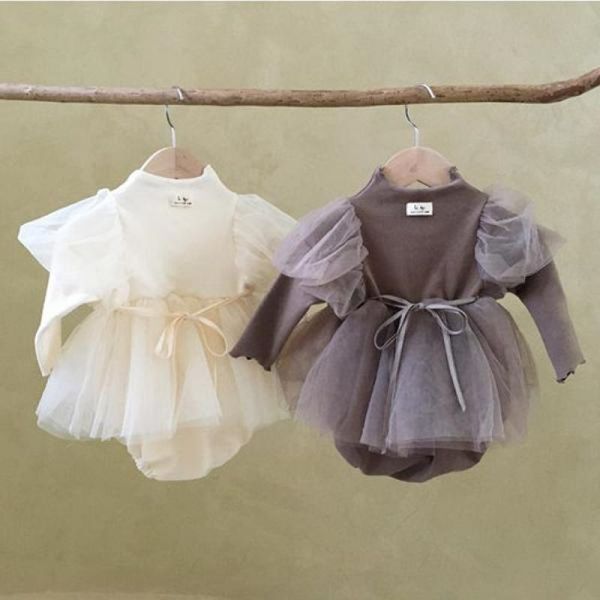 Baby Mädchen Bodysuit Neugeborene Prinzessin Baby Kleid für Mädchen 1. Geburtstag Party Hochzeit Säugling Baby Mädchen Kleidung Baumwolle Taufe Kleid 210317