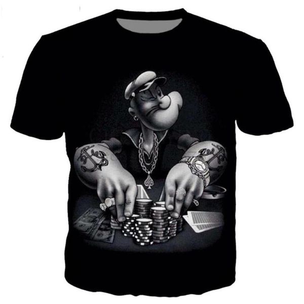 

men's t-shirts classical popeye series t shirt men women 3d printed novelty fashion tshirt hip hop streetwear casual summer, White;black
