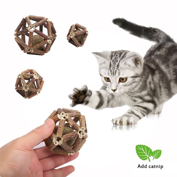 

cat toys natural catnip toy ball safe wooden tian li hollow out health anti-depression accompanied pet supplies