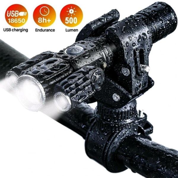 

bike lights aluminum alloy multi-function light three lamp head aircraft-shaped