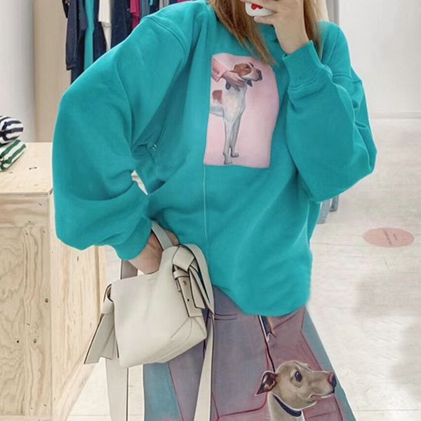 

2021 new pet dog pattern sweatshirt women's long sleeve loose two colors o-neck casual pullovers 0n33, Black