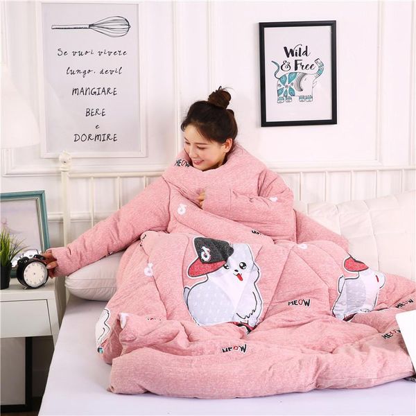 

comforters & sets winter wearable comforter kids duvet with stuffing patchwork quilt warm bed blanket 150*200cm muti-use cover leopard sofa