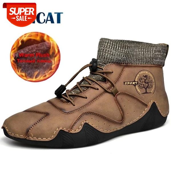 

fashion men leather boots men's warm fur snow boots winter shoes split leather comfortable ankle men warm 48 #rg2u