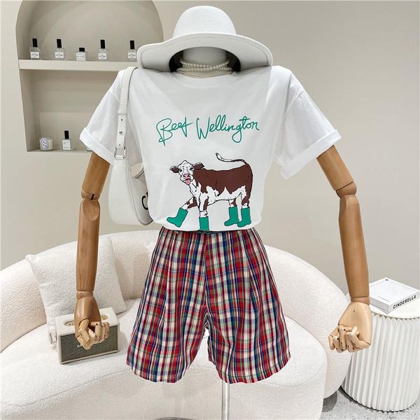 

women's t-shirt clothing summer 2021 niche design fashion personalized cartoon loose versatile short sleeve top, White
