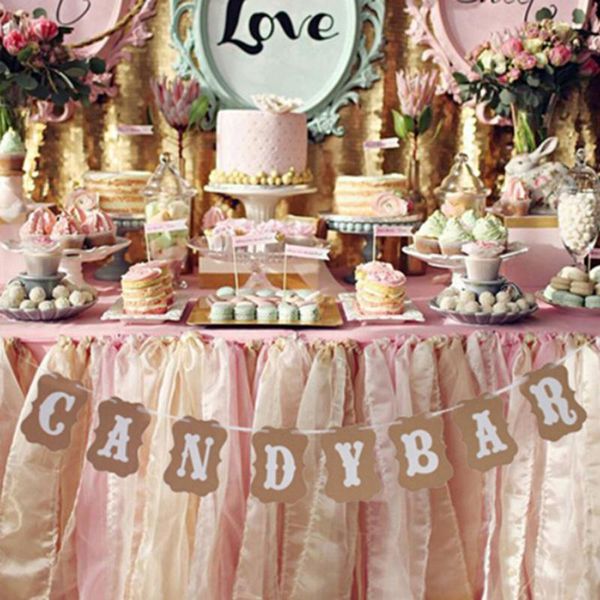 

party decoration candy bar kraft paper cardboard bunting banner garland vintage wedding decor sign baby shower birthday buffet