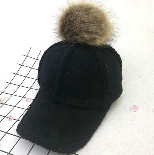 

new winter baby hat with pompom wool autumn baby girl hat adjustable fur ball boy cap kids accessories for 2-6 years 1pc, Yellow