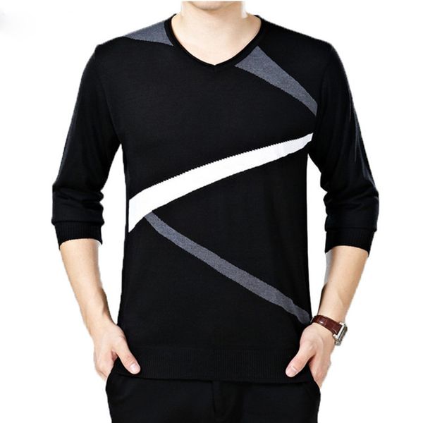 

2021 new men's brand autumn irregular stripes print sweaters casual solid color pullover men slim fit male sweater uygb, White;black