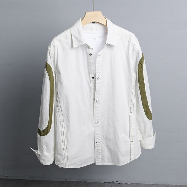 

new 100% algodo 2021 nova marca de mangas compridas casual masculina primavera camisas brancas para camisa confortvel dos homens 0s8b, White