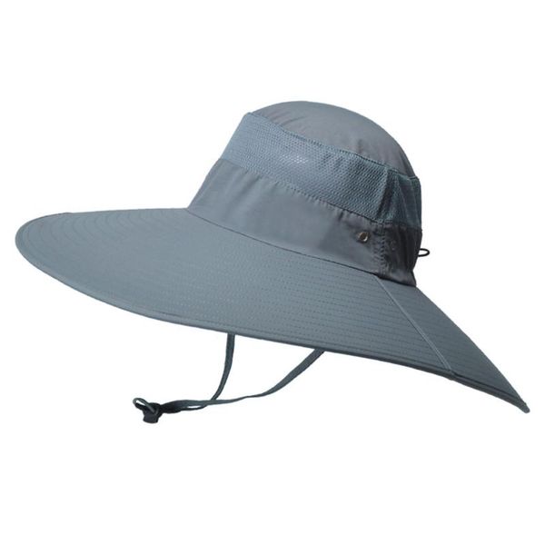 

wide brim hats seaside outdoor sports with chin strap uv protection breathable adjustable casual sun hat cycling hiking summer, Blue;gray