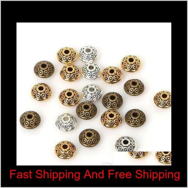 

50pcs/bag 6mm tibetan metal beads antique gold silver oval ufo shape loose spacer beads for jewelry making diy br qylnru bwkf
