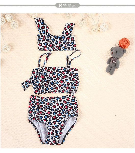 

new fashion two-piece leopard girls strap bikini swimsuit children xyy-145