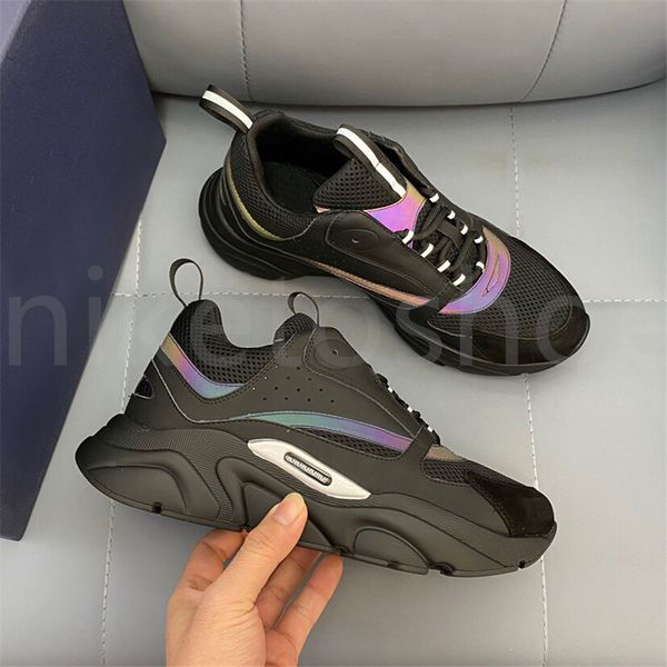 

designer b22 sneakers white leather calfskin casual shoes technical knit men women platform multicolor trainers size eur38-44, Black