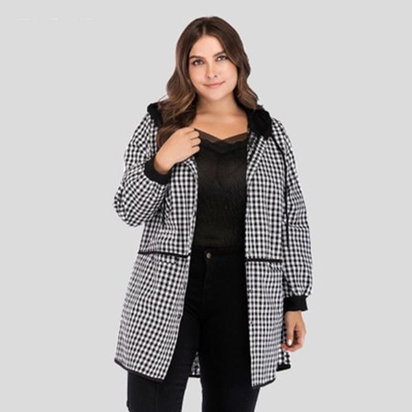 

women's trench coats 2021 autumn female coat plaid print ladies outercoat high quatily women slim fit fashion casual qt37, Tan;black