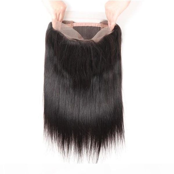 

human hair 10a brazilian virgin human 360 lace frontal 100% natural unprocessed remy hair natural color baby hair, Black