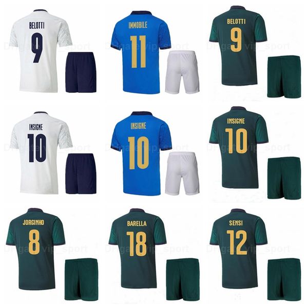 

2021 national team soccer 9 andrea belotti jersey set 10 lorenzo insigne 20 federico bernardeschi 21 andrea pirlo football shirt kits y-d-l, Black