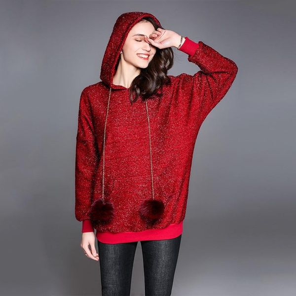 

women's hoodies & sweatshirts 2021 euramerican autumn winter fashion cotton polyester warm casual full sleeve solid color pullovers hoo, Black
