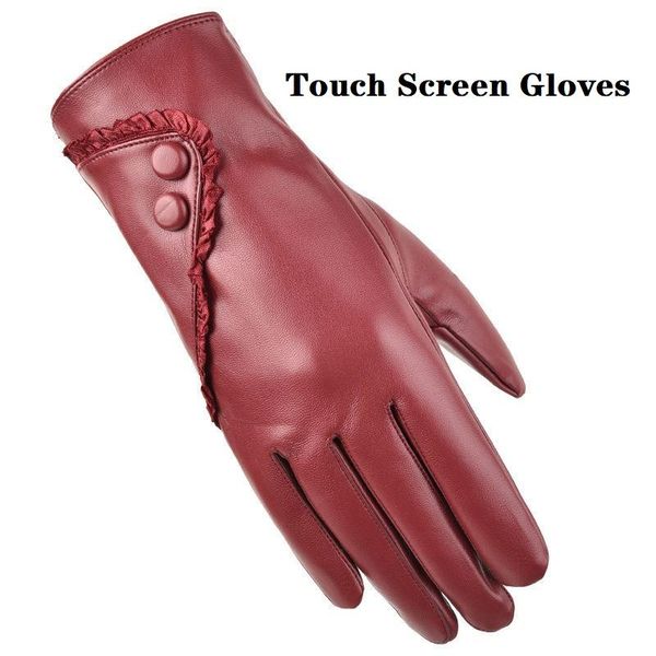 

five fingers gloves fashion women ladies winter warm soft pu leather outdoor windproof touch screen mittens black, Blue;gray