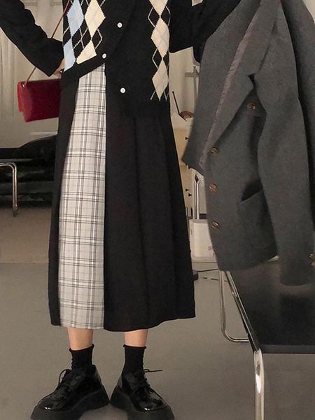 

skirts high waist plus size womens gothic harajuku goth hippie cute skater visual school girl falda larga by50bsq, Black