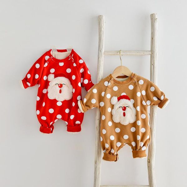 

winter christmas plus velvet thickening newborn baby romper baby climbing clothes santa claus boys clothing, Blue