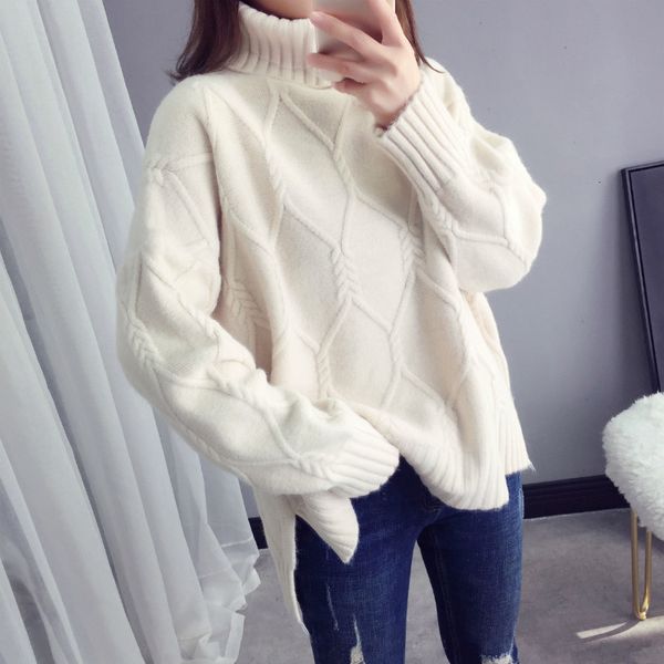 

2021 new women turtleneck sweater thick knitted warm pullover autumn winter female solid color casual sweaters 1zrq, White;black