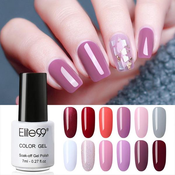 

nail art kits elite99 12 pieces/set 7ml purple color gel polish set soak off temperature changing lacquer manicure varnish