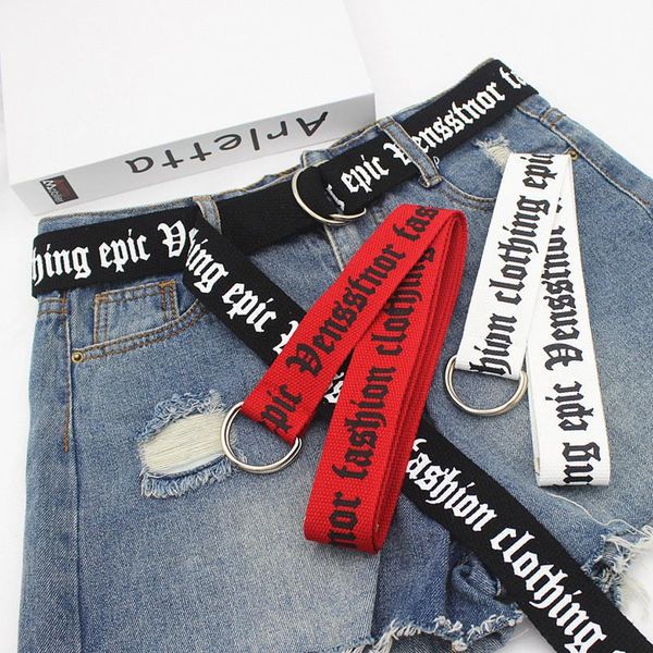 

belts canvas belt women d buckle nonporous hip hop fashion trend double ring waistband for jeans accessories, Black;brown