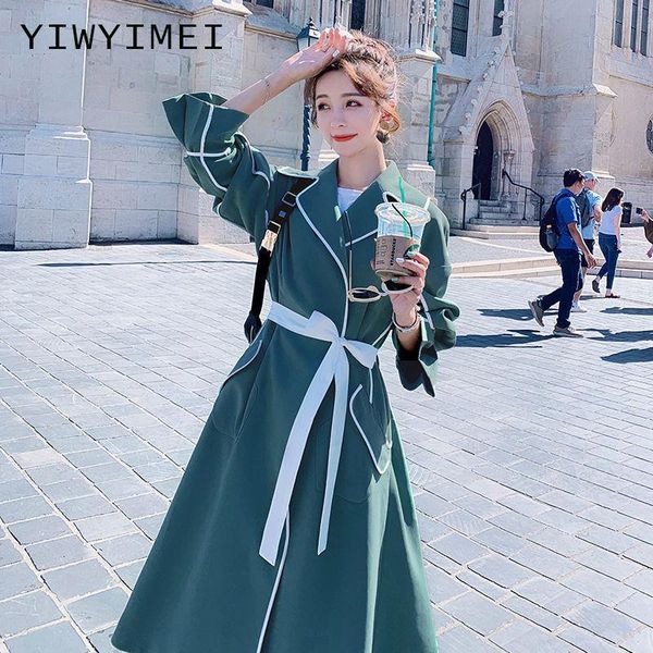 

women's trench coats windbreaker korean mid-length british spring autumn 2021 casual fashion temperament coat 4xl, Tan;black