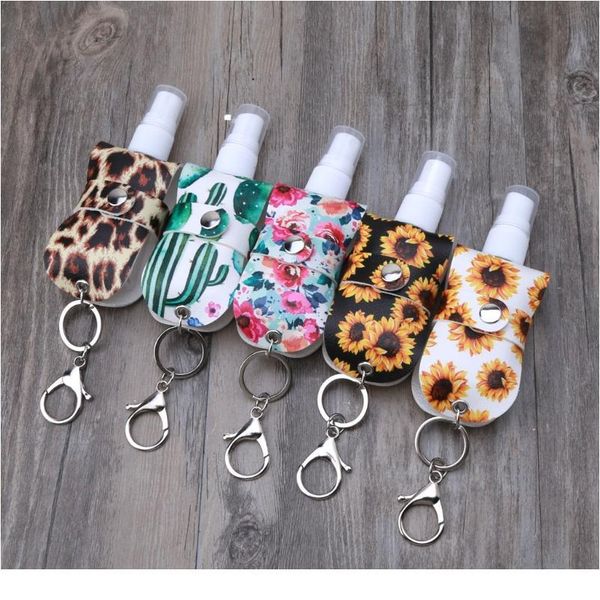 

portable 50ml squeeze spray bottle empty leakproof plastic refillable travel mister bottle with leather keychai jllcpo