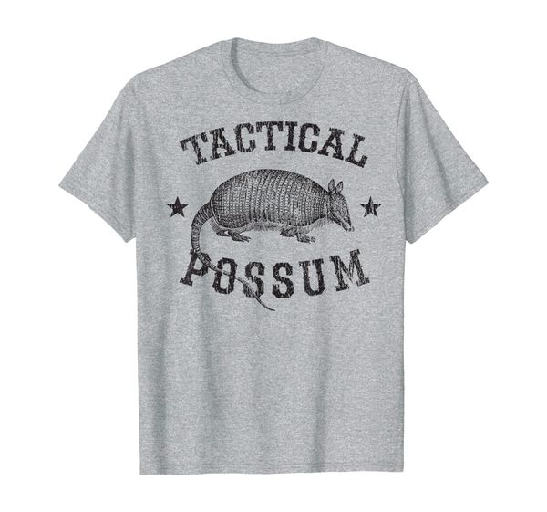 

tactical possum armadillo animal pun texas funny t-shirt, White;black
