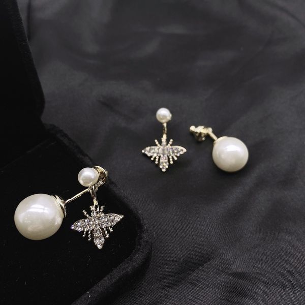 

designer earrings jewellery925 silver needle new d family honey bee pearl 2h2n