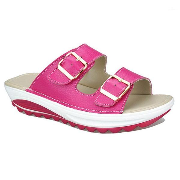 

casual women's sandals genuine leather summer flats shoes women platform wedges female slides beach flip flops size 35-40 slippers1, Black