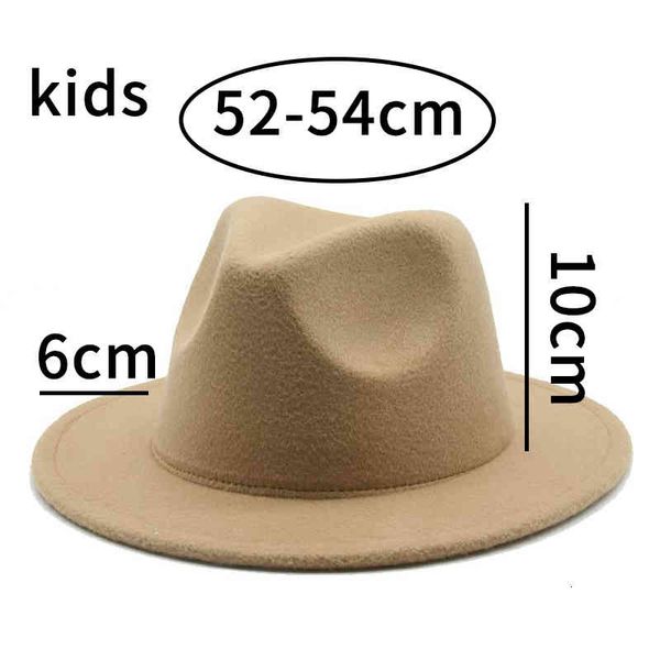 

fedora hat women kids 52cm 54cm classic wide brim hat vintage camel khaki jazz cap child small winter women panamas, Blue;gray