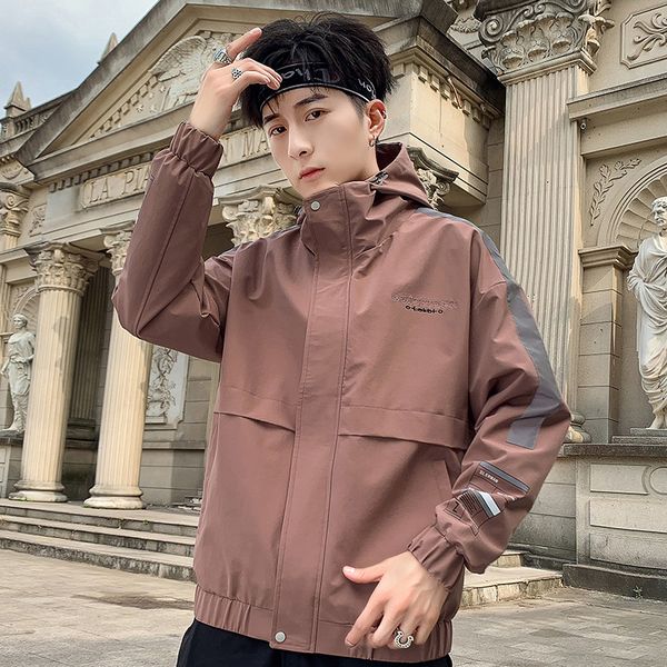 

2021 new jaqueta masculino casual windbreaker jacket men spring autumn military waterproof jackets male coat tourism mountainloose solid klz, Black;brown