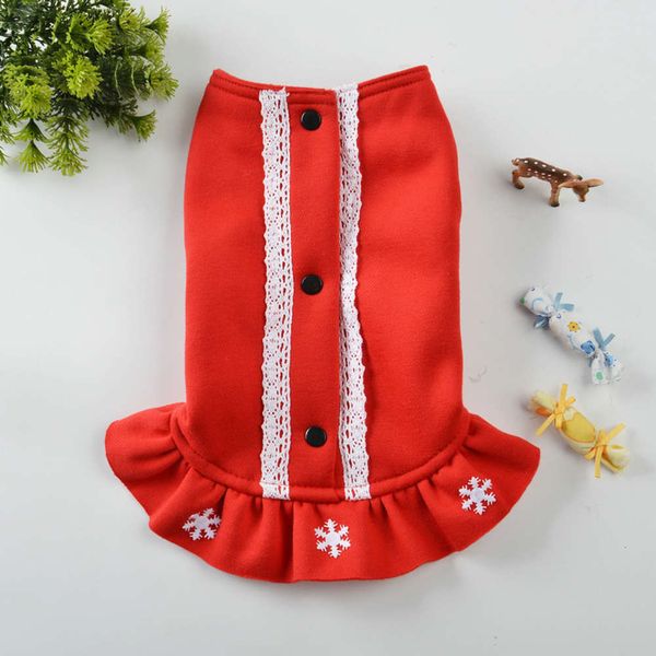 

new pet dog christmas red snowflake clothing