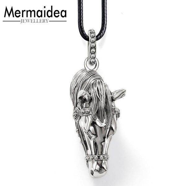 

pendant necklaces 3d animal horse for women men silver plated fashion good jewelry leather rope gifts 2021 brand