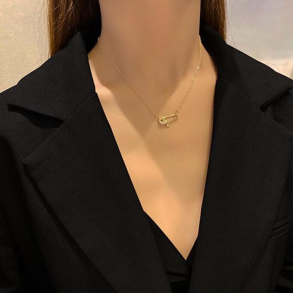 

chains necklace lady fashion paperclip shape titanium steel female all-match korean version girl chain trendy jewelry women, Silver