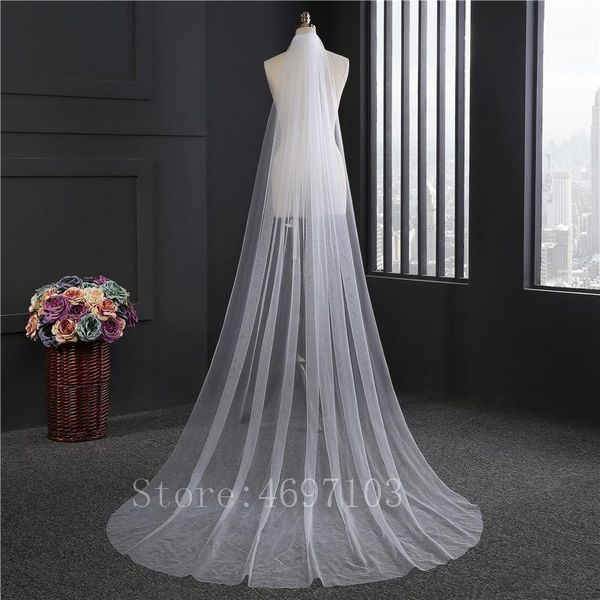 

bridal veils real pos 3m white/ivory wedding veil one-layer long head accessories, Black
