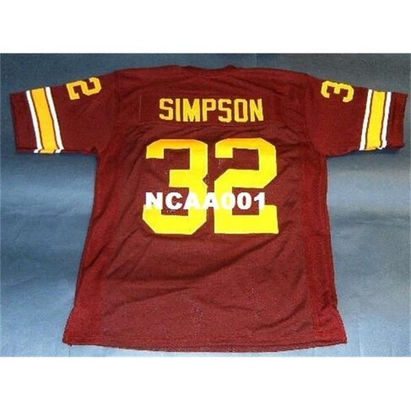

custom 001 #32 oj simpson usc trojans heisman nc red college jersey size s-4xl or custom any name or number jersey, Black
