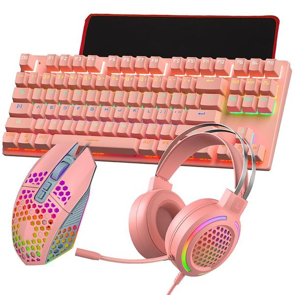 

keyboard mouse combos 5 in 1 mechanical gaming headset speaker pad combination usb wired suitable for lapggamers