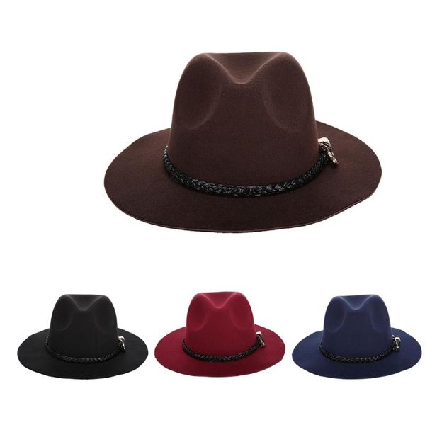 

men plain fedora felt derby hat with adjustable strap