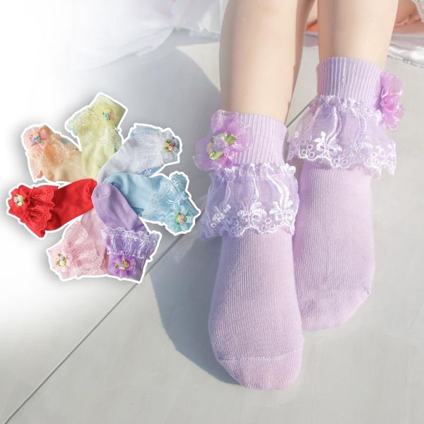 

socks children dance girl princess baby white cotton lace latin, Pink;yellow