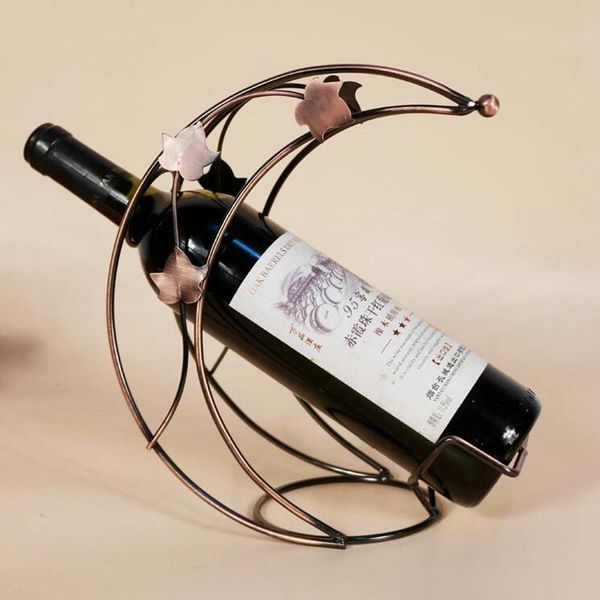 

tablewine racks european style iron red rack bronze metal leaves design holder home bar decor moon model shelf beer whisky bottle