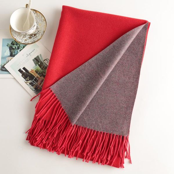

scarves 2021 temperament soft double-sided cashmere scarf shawl dual-use female korean version of the thick autumn and winter, Blue;gray