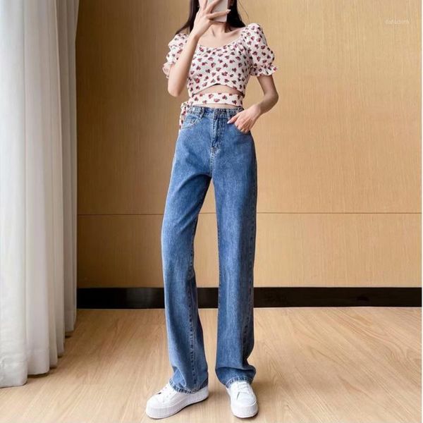 

women's jeans feynzo woma pant woman high waist denim pants wide leg clothing blue vintage quality fashion straight