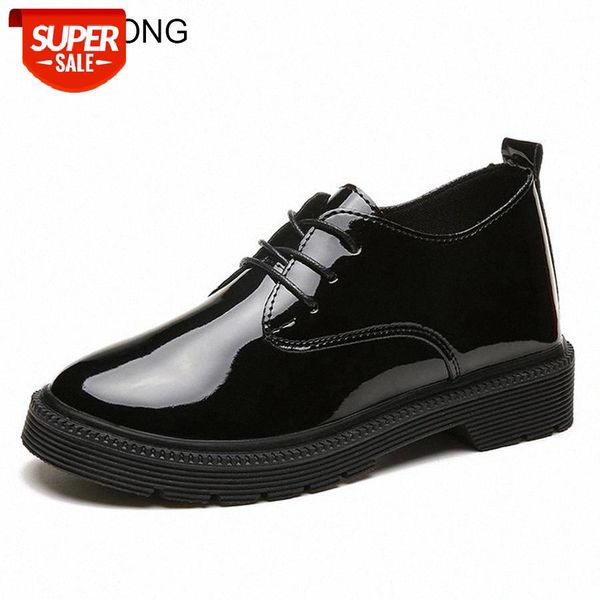 

lcizrong summer 2019 retro women casual shoes for female flats pu patent leather harajuku flat shoes black red lace up walking #xc9x