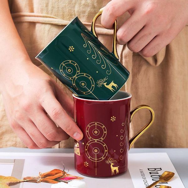 

290ml european ceramic coffee mug simple office cup home with lid and spoon breakfast milk cup creative gift