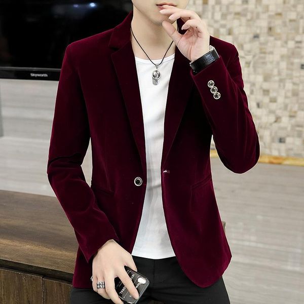 

men's suits & blazers 2021 spring autumn men slim fits blazer jacket fashion velveteen suit coat business male 3xl, White;black